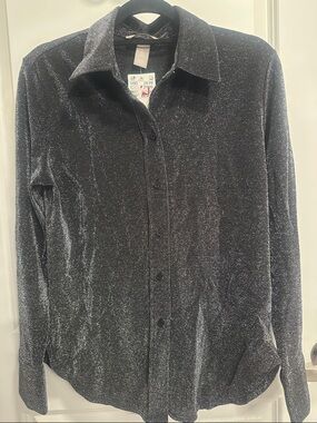 H&M Black Sparkle Button-Down Shirt
